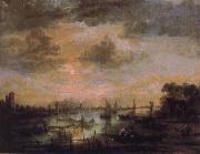 Aert van der Neer Fishing by moonlight oil painting reproduction